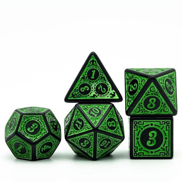 RPG Dice | "Green Alchemy" | Set of 7