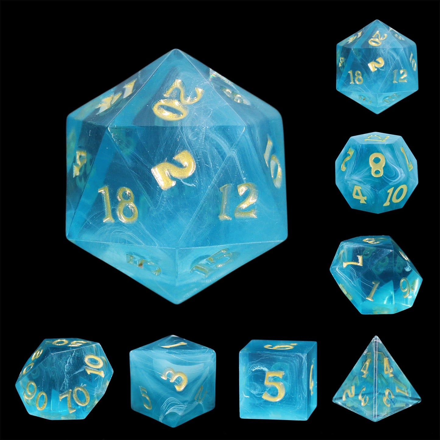 RPG Dice | "Neptune's Throne" (Sharp Edged) | Set of 7