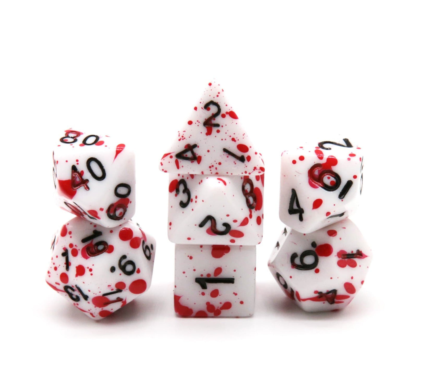 RPG Dice | "Blood Splatter" (Dark) | Set of 7