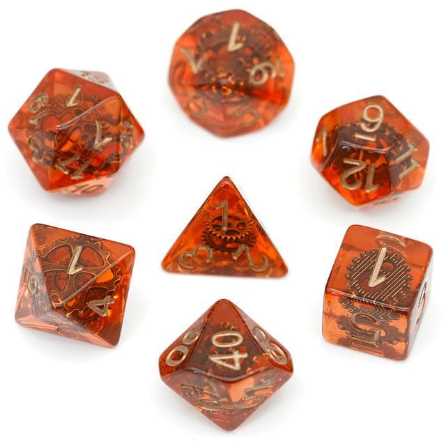 RPG Dice | "Infernal Engine" Suspended Gear | Set of 7