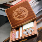 Dice Box  & Tray | Wooden Square | Sapele Wood with Dragon