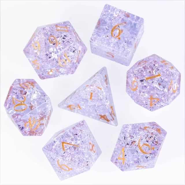 Glass Dice | Purple Fractal | Set of 7