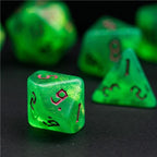 Polyhedral Dice Set | Acrylic | "Toxic Thorns" Magenta Ink | Set of 7 (D0185)