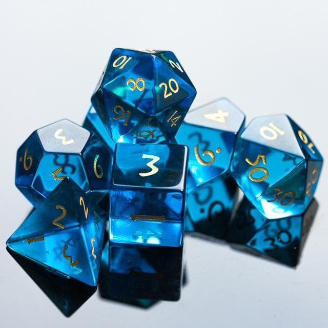 Glass Dice | Sky Blue | Set of 7