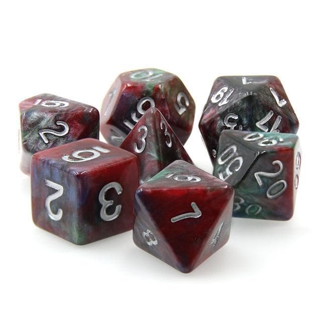Polyhedral Dice Set | Acrylic | "Blood in the Water" | Set of 7 (D0016)