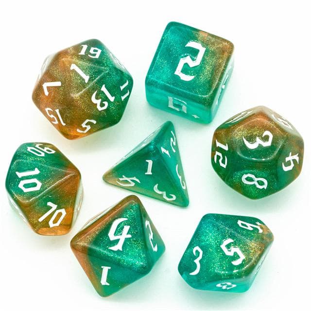 RPG Dice | "Gaea Thorns" White Ink | Set of 7