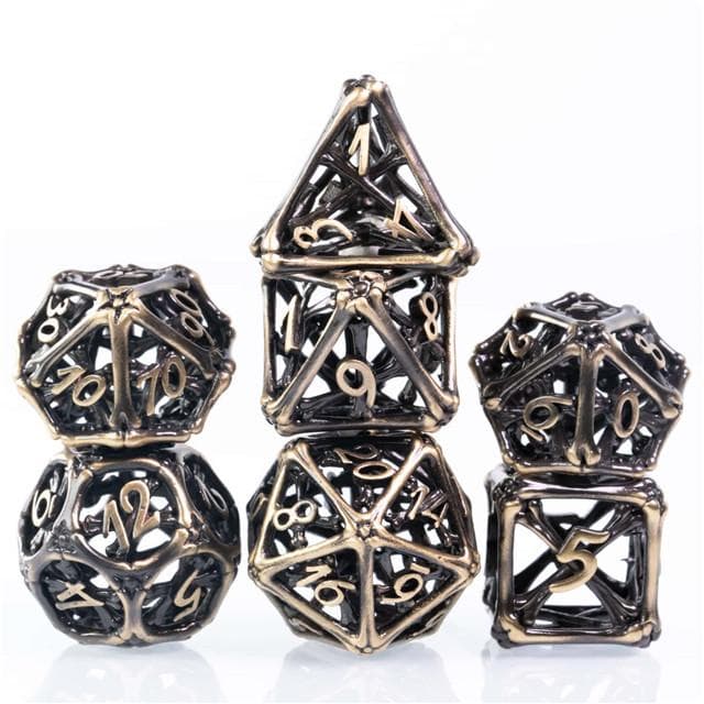 RPG Dice Set | Hollow Metal | Hollow Bones - Bronze | Set of 7