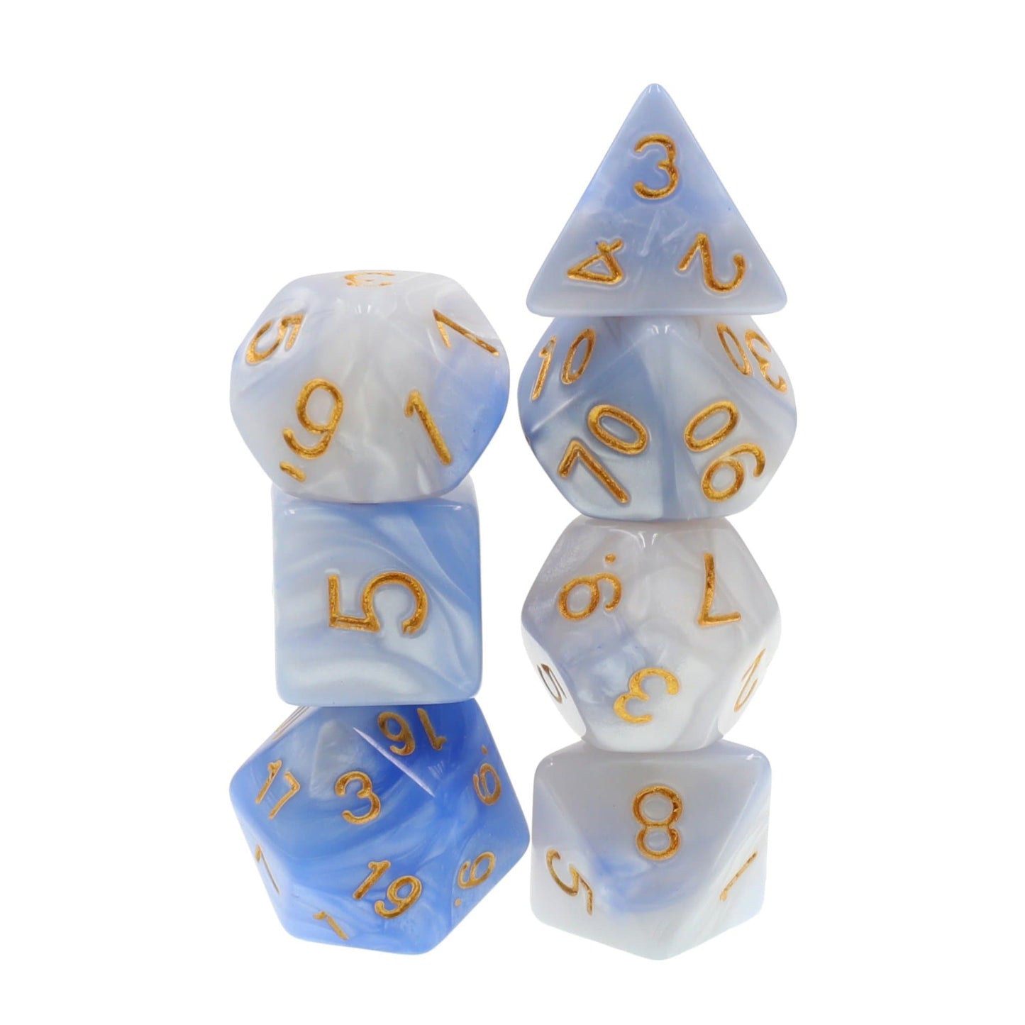 RPG Dice | "Cirrus" Blend Light Blue White | Set of 7