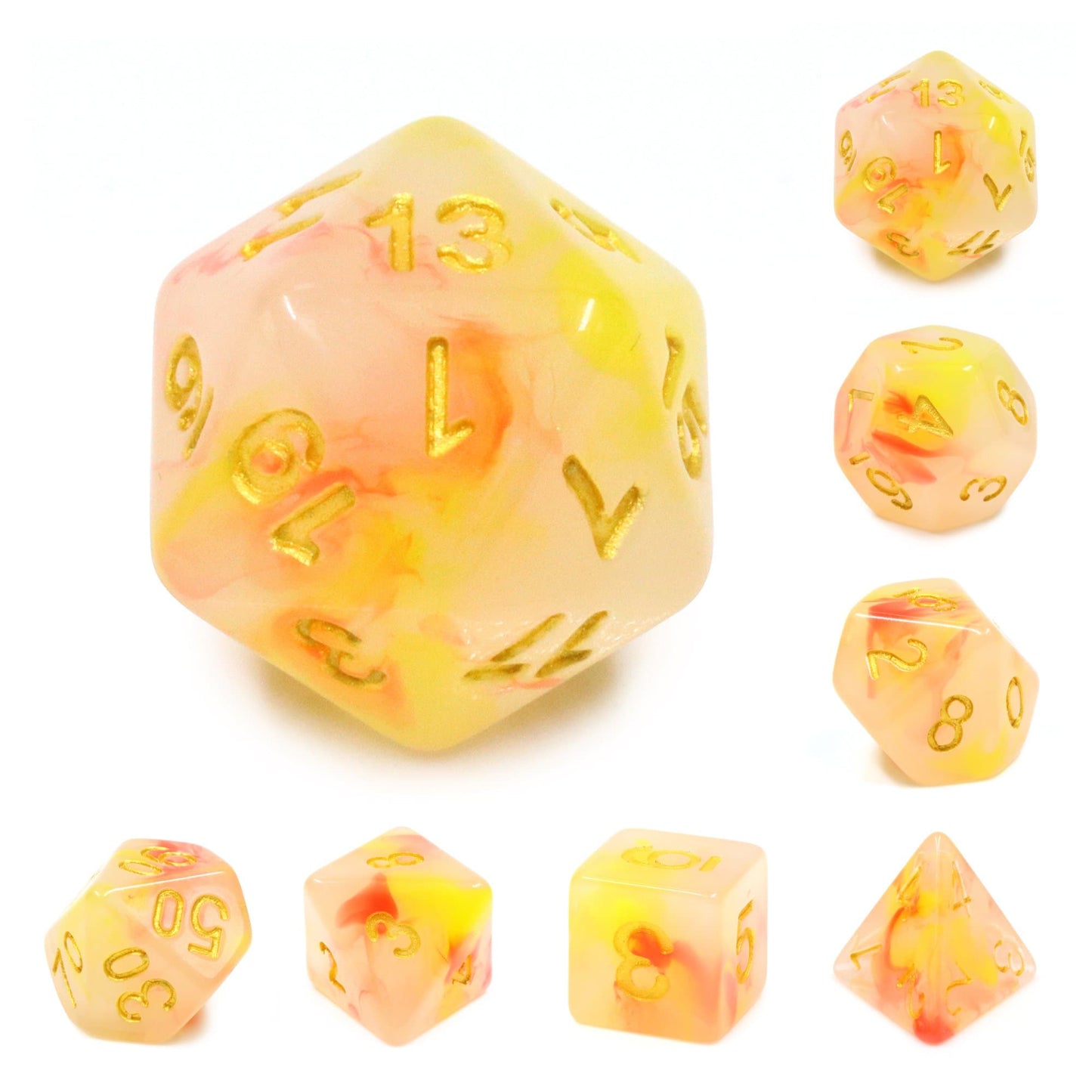 RPG Dice | "Ember Jade" | Set of 7