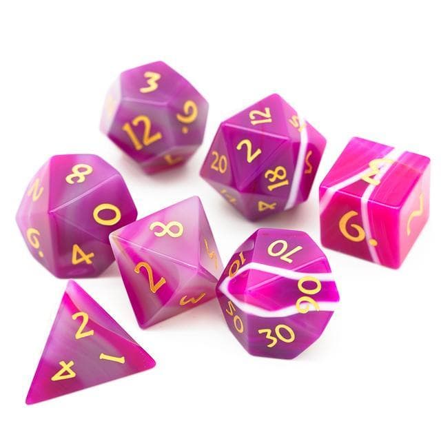 Gemstone Dice | Pink Agate | Set of 7