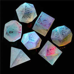 Crystal Dice | Rainbow Frosted w/ Celtic Knot | Set of 7