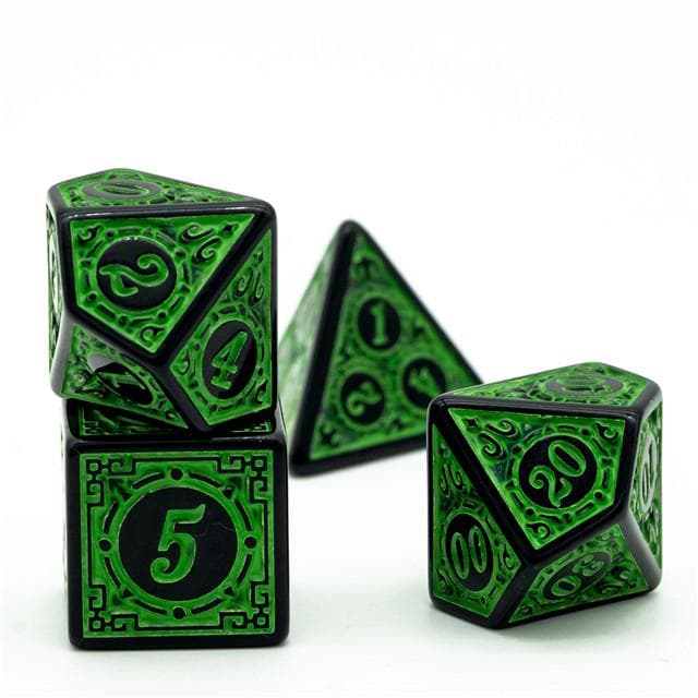 RPG Dice | "Green Alchemy" | Set of 7
