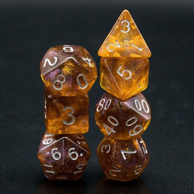 Polyhedral Dice Set | Acrylic | "Topaz Revelation" | Set of 7 (D0066)
