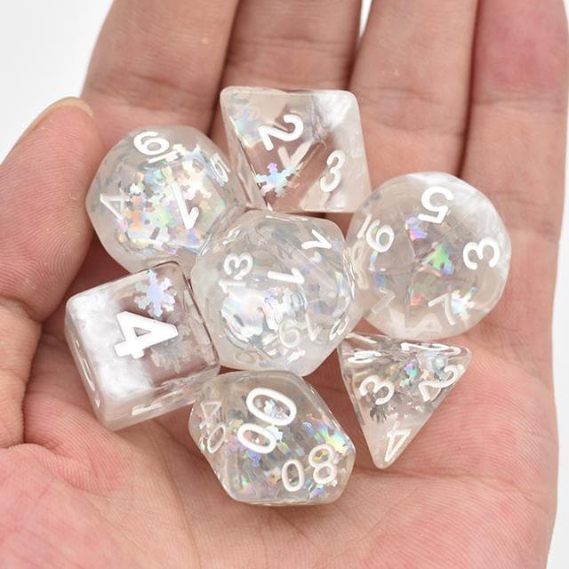 Polyhedral Dice Set | Acrylic | "Winter Snow" | Set of 7 (D0085)
