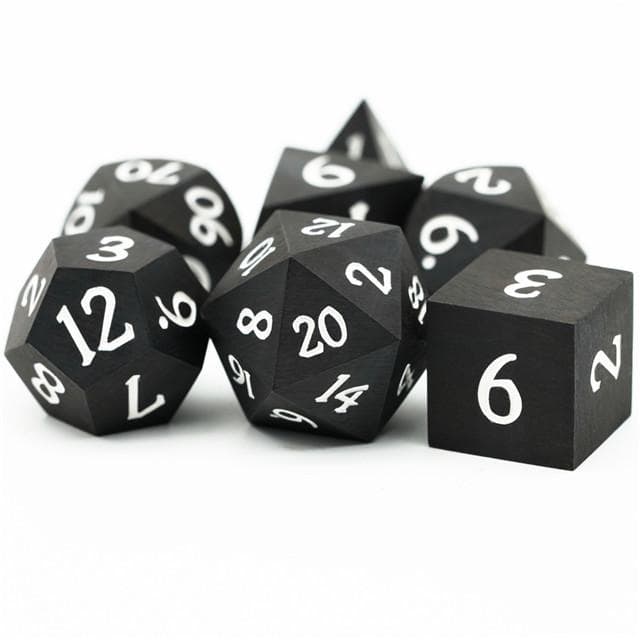 RPG Dice Set | Wooden Dice | Ebony | Set of 7