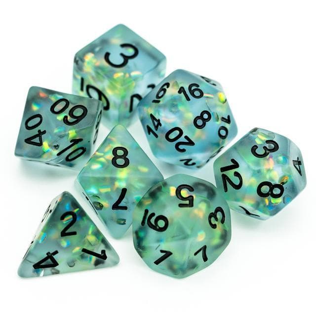 RPG Dice - "Frosted Shimmer" Blue - Set of 7
