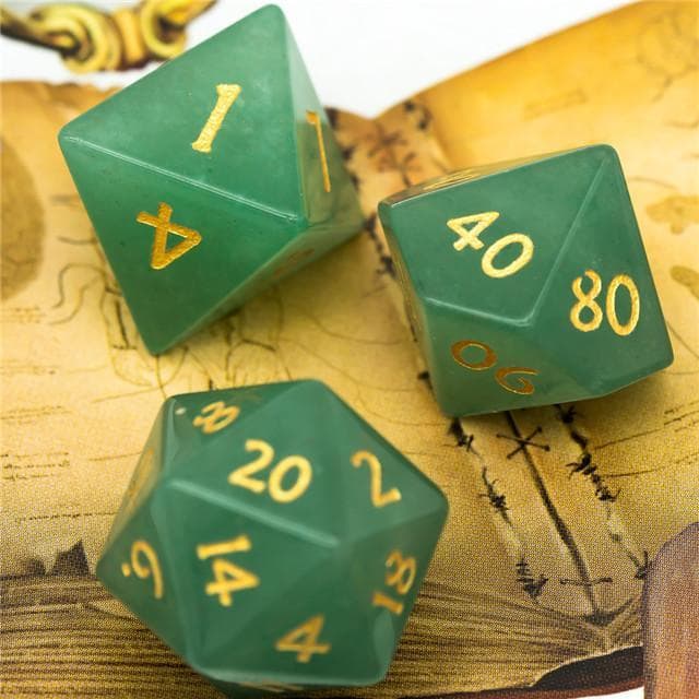 Gemstone Dice | Natural Green Aventurine | Set of 7