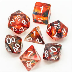 RPG Dice | "Stained Glass" Red & Blue | Set of 7