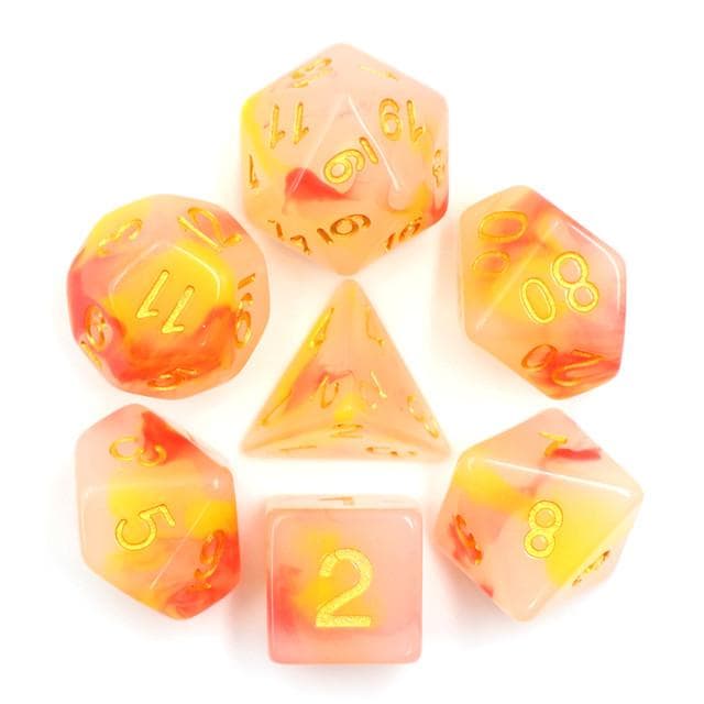 RPG Dice | "Ember Jade" | Set of 7