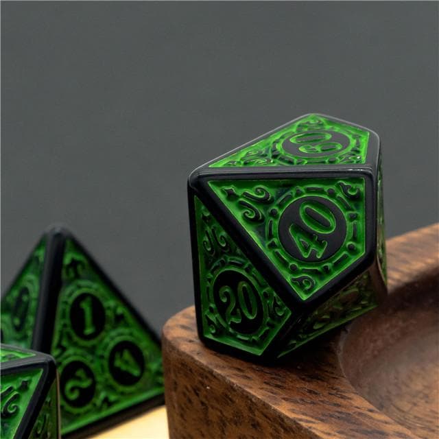 RPG Dice | "Green Alchemy" | Set of 7