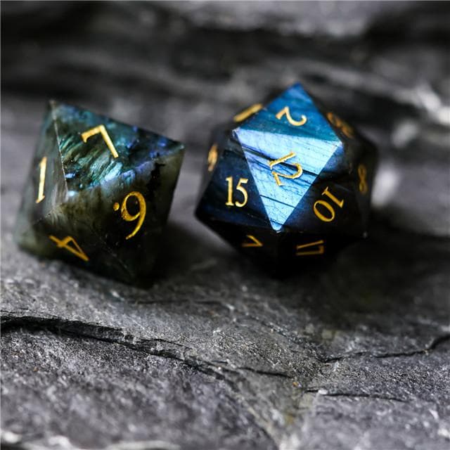 Gemstone Dice | Natural Labradorite | Set of 7