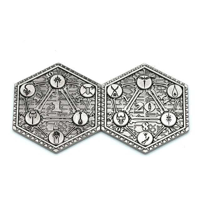 d2 | Metal d20 Coin | "Classes" Silver