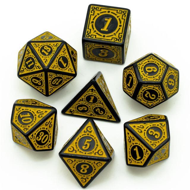RPG Dice | "Yellow Alchemy" | Set of 7