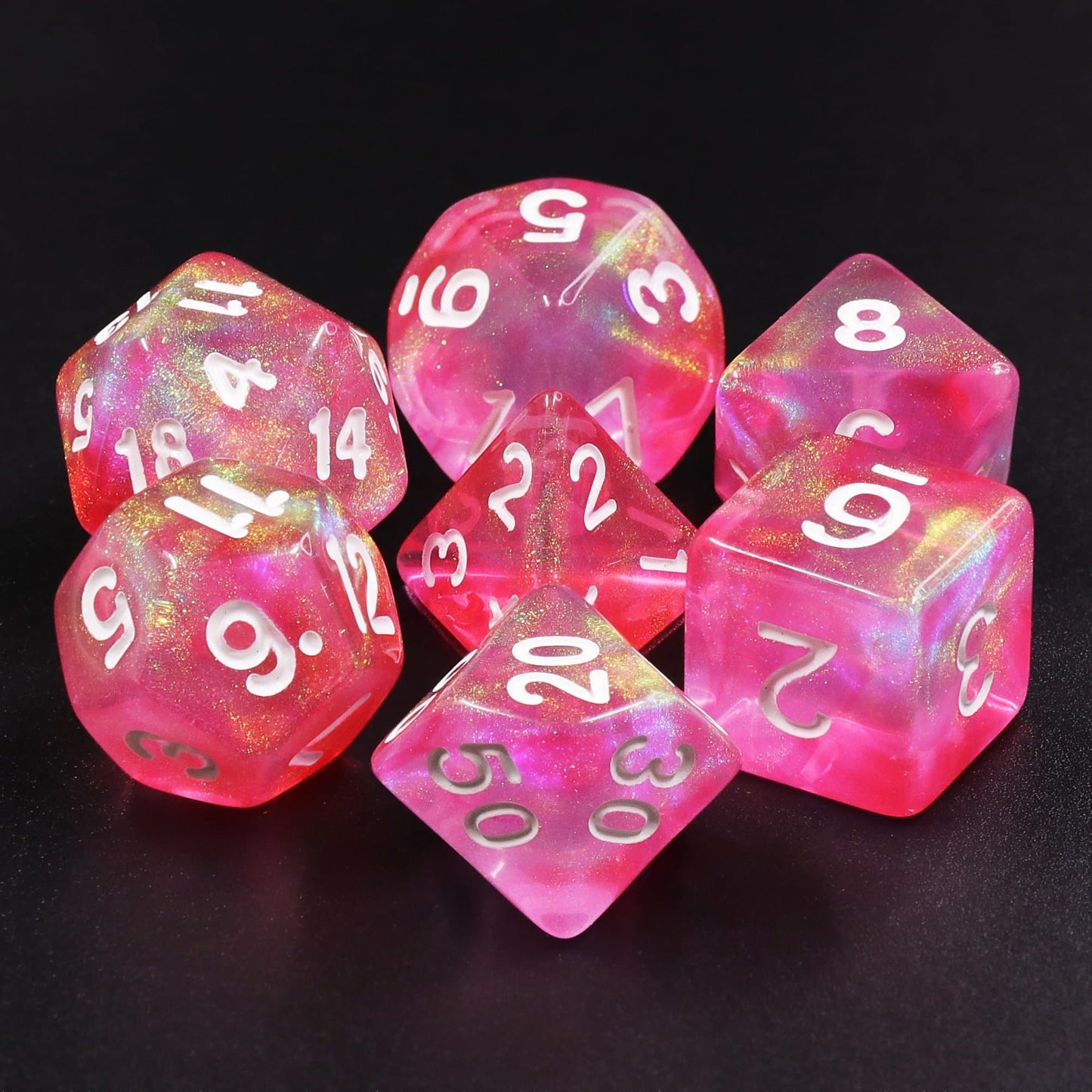 RPG Dice | "Carnival" (White Ink) | Set of 7