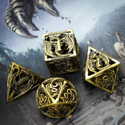 Metal Dice | Hollow "Dragon" Bronze | Set of 7