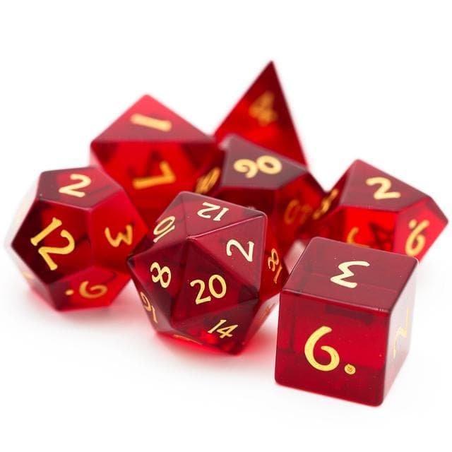 Glass Dice | Red | Set of 7