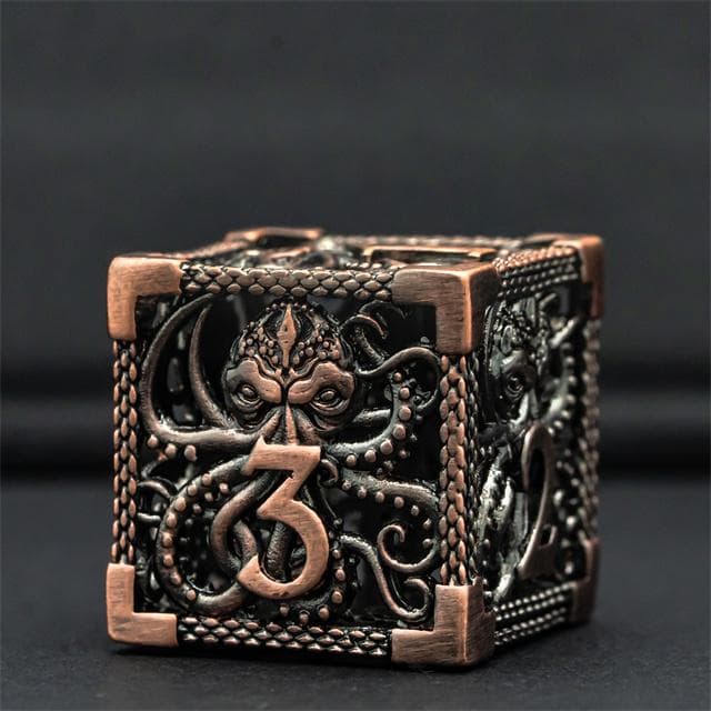 Metal Dice | Hollow "Eldritch Horror" Copper | Set of 7