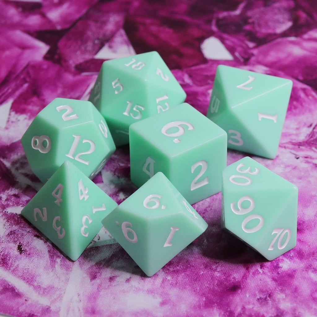 RPG Dice | Pastel Mint (Sharp Edged) | Set of 7