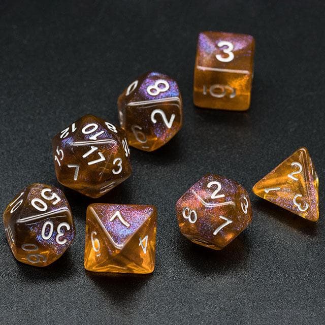 Polyhedral Dice Set | Acrylic | "Topaz Revelation" | Set of 7 (D0066)