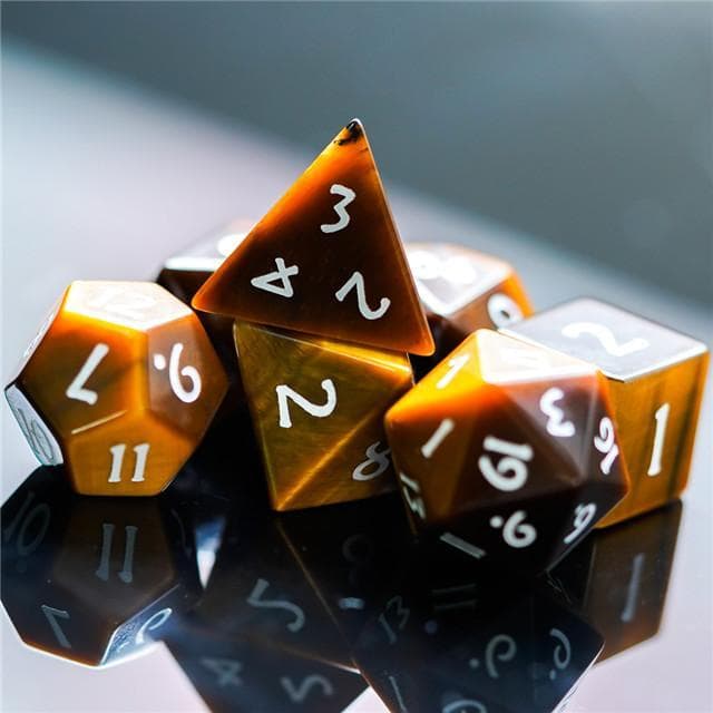 Gemstone Dice | Natural Tiger's Eye | Set of 7