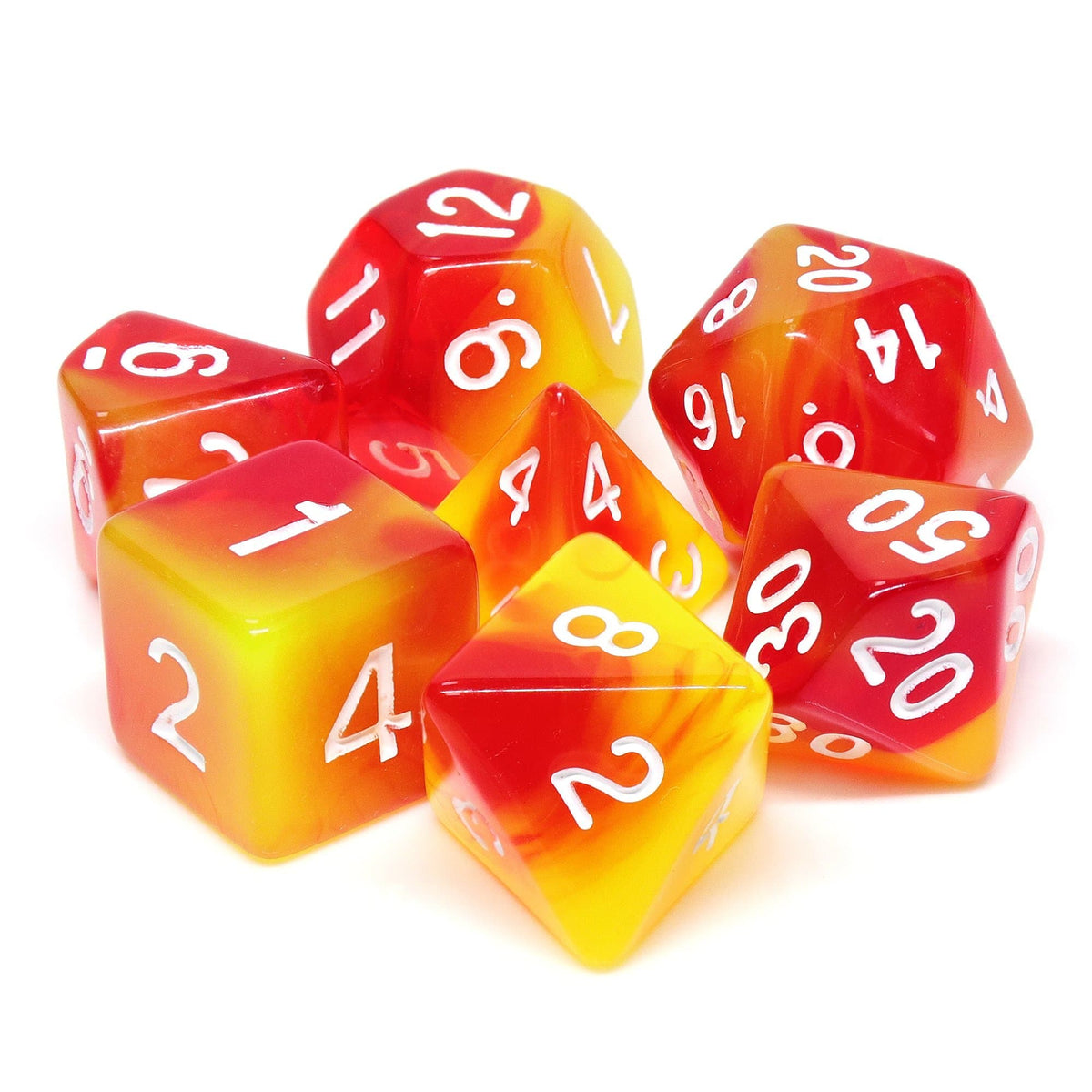 Polyhedral Dice Set | Acrylic | "Rising Phoenix" | Set of 7 (D0095)