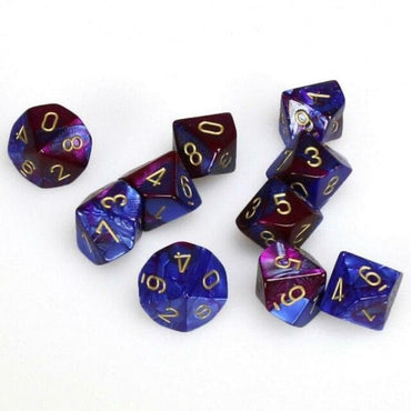 CHX 26228 Gemini Polyhedral Blue-Purple/Gold Set of Ten d10s